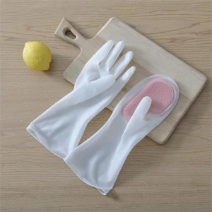 Silicone rubber dish washing kitchen household gloves