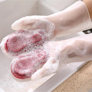 Silicone rubber dish washing kitchen household gloves