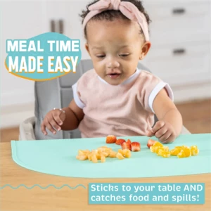 Silicone placemats for toddlers-suction baby placemat for restaurants&home with food catching pockets