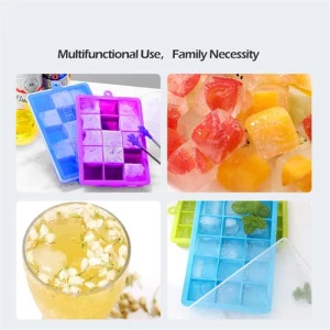 Silicone ice cube tray with removable lid easy release flexible molds