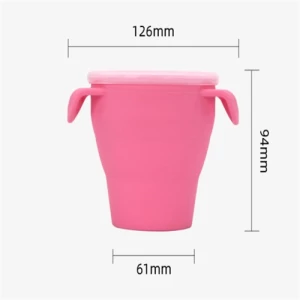 Collapsible silicone snack cup with lid for toddlers