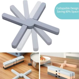 Foldable cross design silicone pot holder trivets