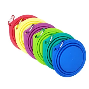 Collapsible silicone foldable portable dog bowl