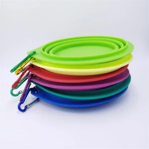 Collapsible silicone foldable portable dog bowl