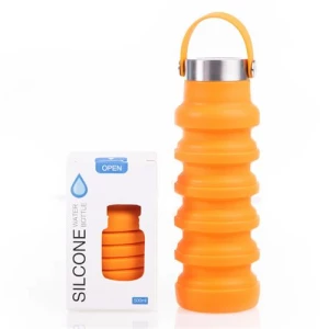 Collapsible silicone water foldable bottle for travel gym camping hiking