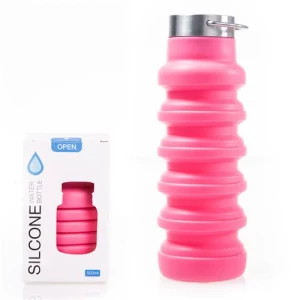 Collapsible silicone water foldable bottle for travel gym camping hiking