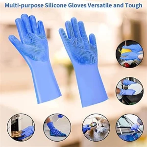 Silicone reusable dishwashing cleaning scub gloves