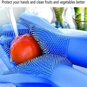 Silicone reusable dishwashing cleaning scub gloves