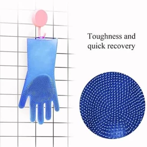 Silicone reusable dishwashing cleaning scub gloves