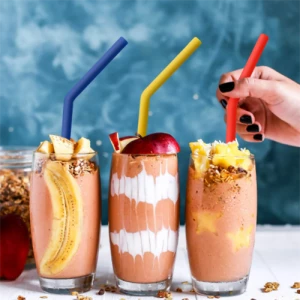 Reusable long flexible silicone drinking straws