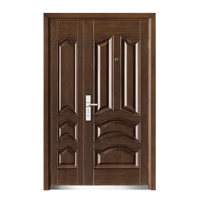 Puerta de Seguridad con patrón marrón en la puerta ancha