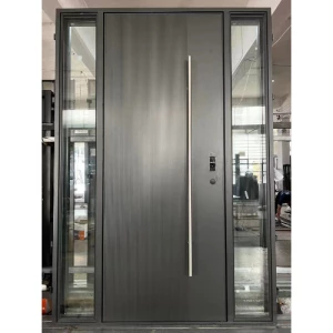 Factory Price Modern Fiberglass Front Door with Glass Inserts