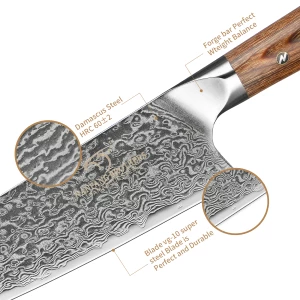 7 Inch Professional Damascus Steel Kitchen Knives Fish Knife Santoku Knife with Wooden Handle