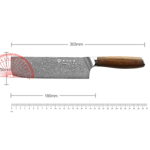 7 Inch Damascus Steel Kitchen Knives Japanese Nakiri Knife with Wooden Handle