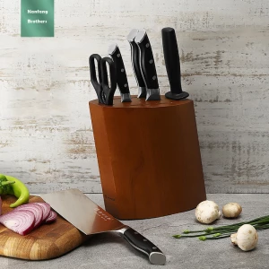 7 Pieces Kitchen Tool Set Knife Set Stainless Steel with Wooden Knife Holder