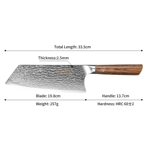 7 Inch Damascus Steel Knives Choice for Kitchen Restaurant Cleaver Knife with Wooden Handle