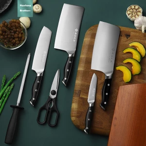 7 Pieces Kitchen Tool Set Knife Set Stainless Steel with Wooden Knife Holder