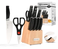 Top Seller 15 Pieces Kitchen Knife Set Stainless Steel with Wooden Knife Holder