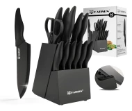 New Design 16  Pieces Knives Kitchen Knife Custom Stainless Steel Knife Set with Wooden Knife Block