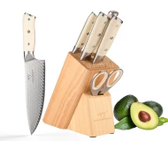 6 Pieces Damascus Steel 67 Layers Kitchen Knives Super Sharp  Knife Set with Wooden Block