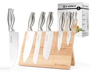 6 Pieces Professional  Stainless Steel Chef Knife Knife Set with  Wood Magnetic Knife Holder
