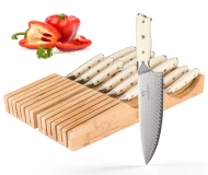 14 Pieces Damascus Steel 67 Layers Kitchen Knives Multifunction  Knife Set with Bamboo Drawer Block