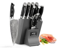 9 Pieces Damascus Kitchen Chef Japanese shun knife set with Wooden Knife Holder