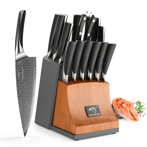 15 Pieces Manufacturers Professional Knife Scissors Set ABS Ergonomic Handle for Chef Knife Set