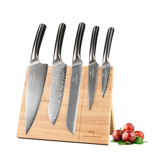 6 Pieces Cooking Cutting Utensils Kitchenware Set Damascus VG-10 Steel Chef Knife Set with Magnetic Holder
