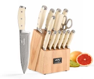 High-end Damascus Steel VG-10 Core Kitchen Chef Knife Set 14 Pieces Damask Knives Set with Wooden Block