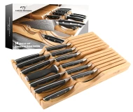 Damascus Steel 14 Pieces Knife Set with Premium Knife Holder for Home Easy and Safe Storage