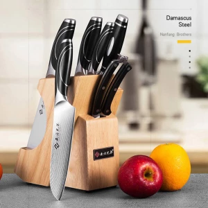 Damascus steel  kitchen knife set  with block kitchen knife home slicing bone knife fruit knife