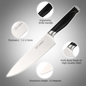 15 Pieces Professional Kitchen Chef Knives Set Stainless Steel Knives with Wooden Knife Holder and Cutlery Gift