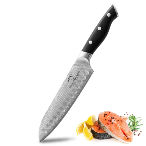 7 Inch Damascus Steel Professional Santoku Knife with Micarta Handle