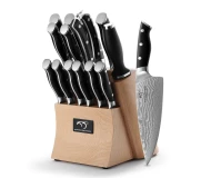 15 Pieces Kitchen Knife Set Damascus VG-10 Steel High Carbon Chef Kitchen Knife Set with Wooden Block