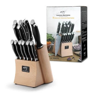 15 Pieces Kitchen Knife Set Damascus VG-10 Steel High Carbon Chef Kitchen Knife Set with Wooden Block