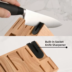 15 Pieces Stainless Steel Knives Choice for Kitchen Restaurant Knife Set with Wooden Knives Block