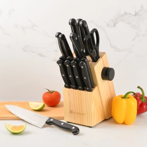 Professional 19 Pieces High Quality Stainless Steel Kitchen Chef Knife Set with Wooden Knife Block and Fork