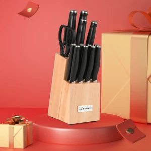 Top Seller 15 Pieces Kitchen Knife Set Stainless Steel with Wooden Knife Holder