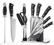 Professional Stainless Steel Black Wholesale Kitchen Chef Knife Sets with Acrylic Knife Blocks