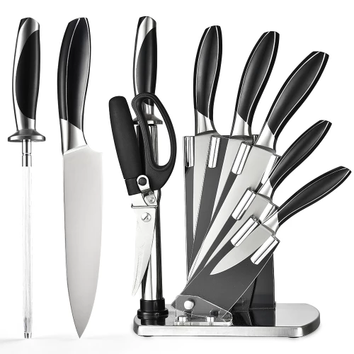 8 Pieces Stainless Steel Blade ABS Handle Kitchen Knife Set with Acrylic Block