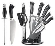 8 Pieces Professional Stainless Steel Black Wholesale Kitchen Chef Knife Sets with Acrylic Block