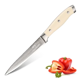 Wholesale professional Damascus Steel Kitchen Knives Serrated Utility knife with ABS Handle