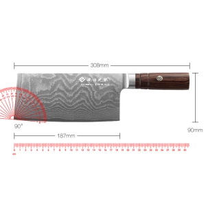 Damascus Steel VG-10 Core Chinese Kitchen Knife Meat Cleaver Knife with Pakka Wood Handle