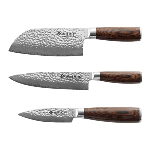 4 Pieces Damascus steel knife tool set kitchen cleaver Santoku knife paring  knife combination