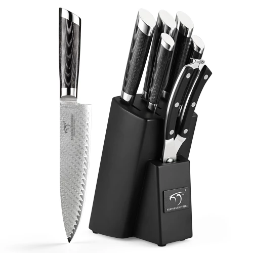 Damascus Professional Chef Knife 7 Pieces, Kitchen Knife Set, Ergonomic Wooden H