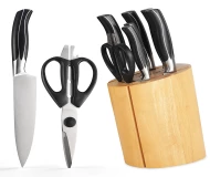 8 Pieces New design ABS Handle Stainless Super Sharp Kitchen Knife Set with Rubber Wood Block
