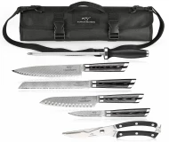 8 Pieces Damascus Steel Portable Cutlery Knife Set Chef's Knife Roll Bag Easily Carried By Shoulder Strap
