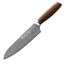 Factory Direct Professional Cooking Knives Japanese Single Sharp Santoku Knife with Wooden Handle