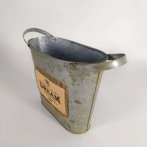 Galvanized metal toilet paper holder towel holder bathroom bucket with handle for hotel towels and bathroom